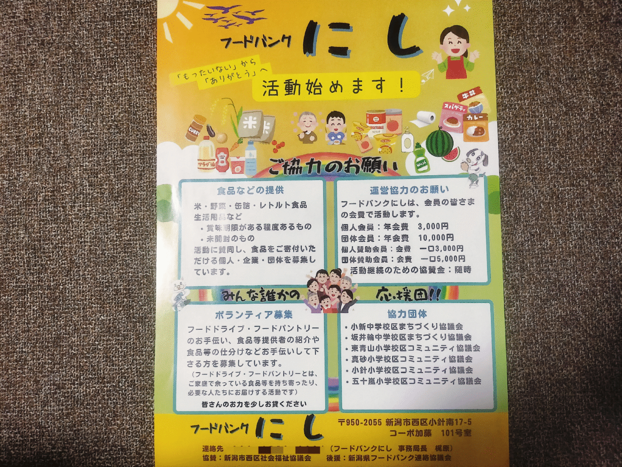 フードバンクにしのチラシ