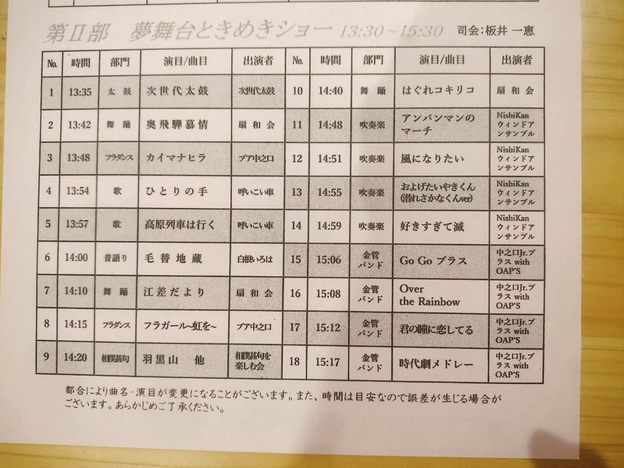 中之口芸能祭チラシ裏面